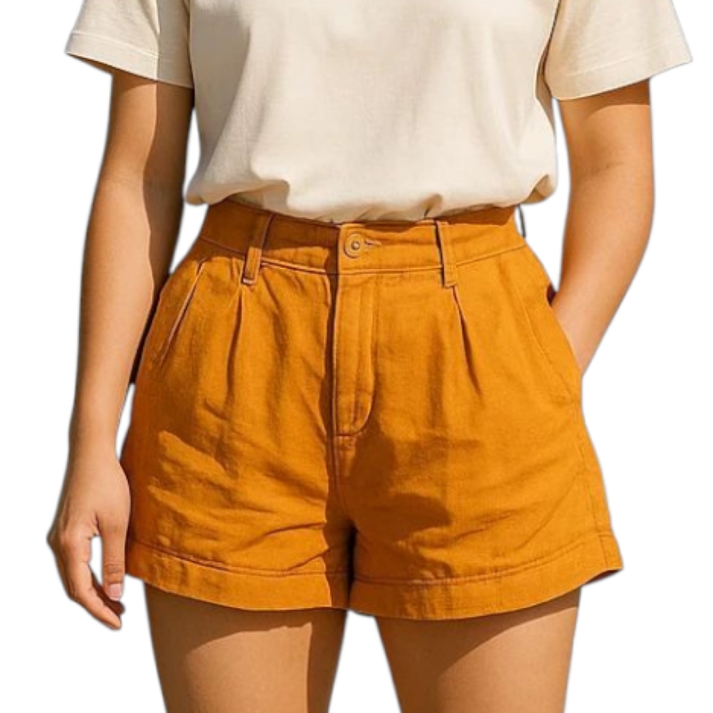 Madewell High Rise Linen Shorts In Mustard Size Woman's 0